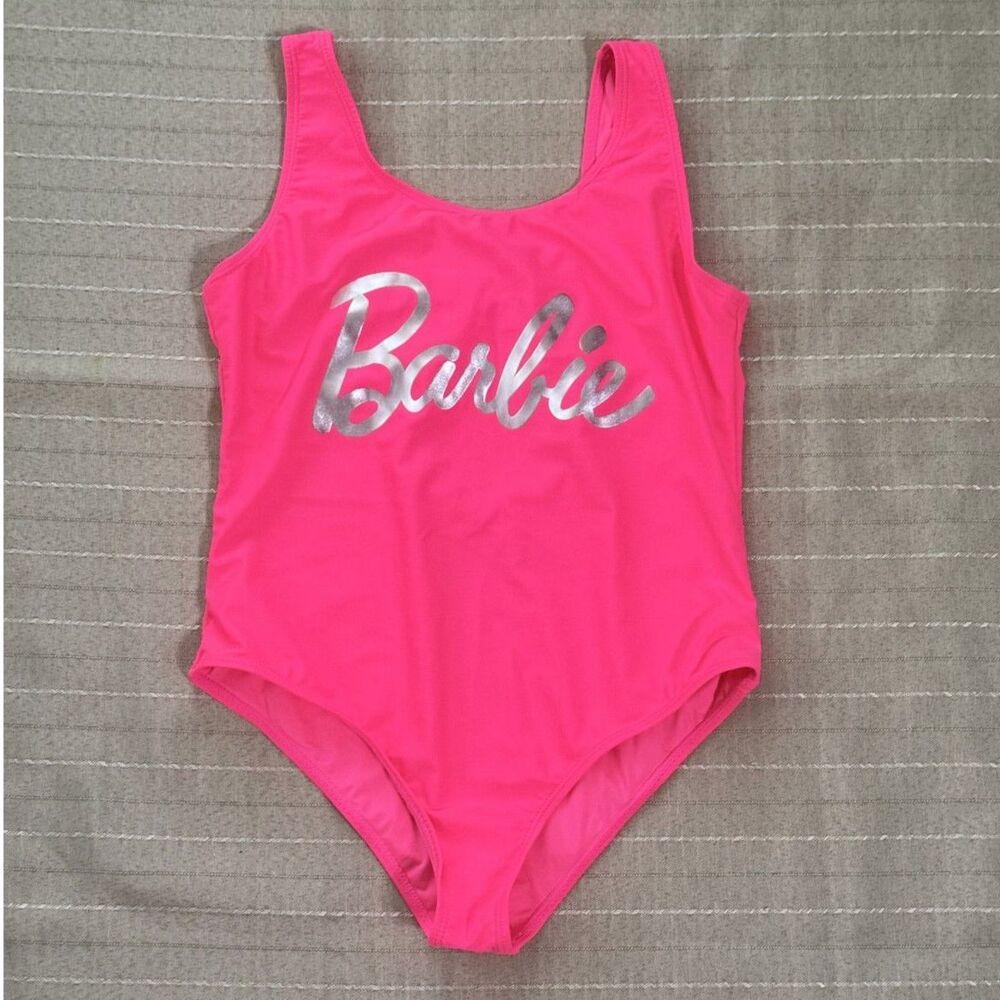 Barbie Hot Pink Girls Swimsuit Size 16 Great Condition One Piece Swimwear